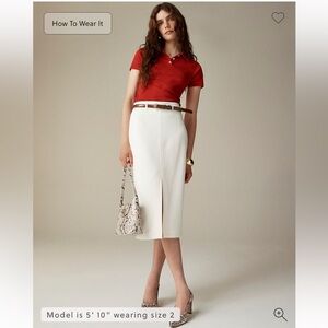 J Crew Spring 2025 Pencil ivory midi skirt in four-season stretch— Womens 10